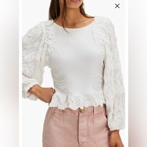 Free People - Olivia Contrast Stitch Knit Top In Optic White - Size L